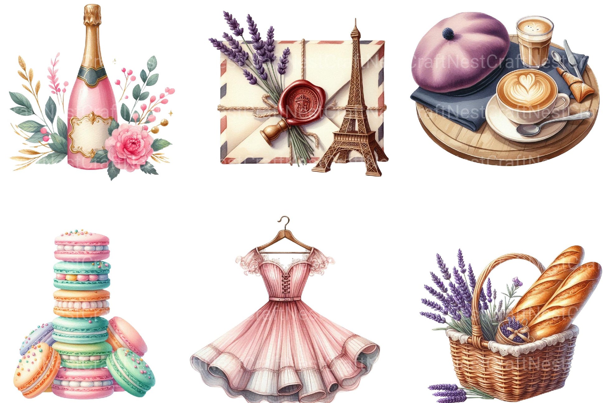 Parisian Summer Clipart - CraftNest - Digital Crafting and Art