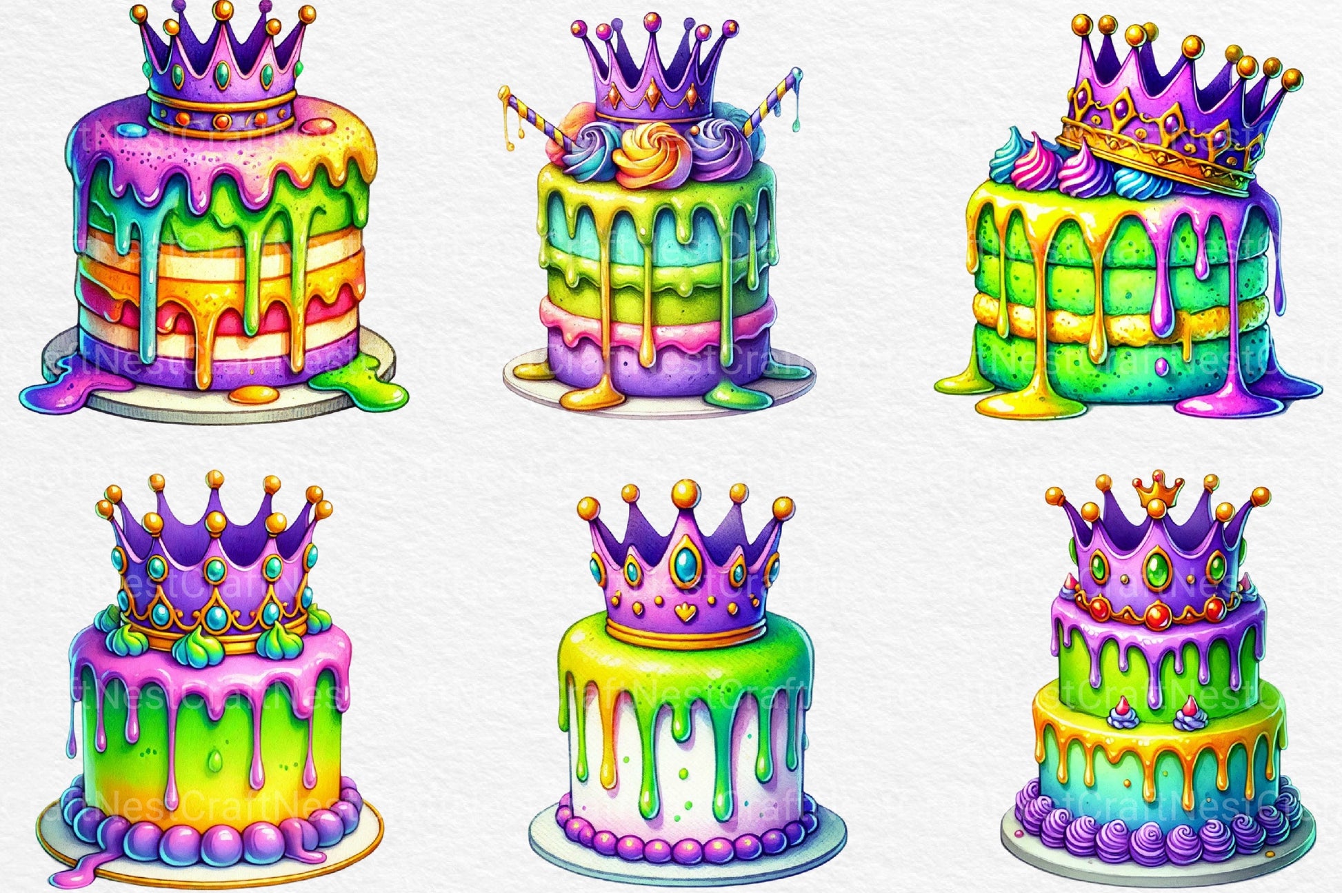 Mardi Gras Cake Clipart Bundle - CraftNest - Digital Crafting and Art
