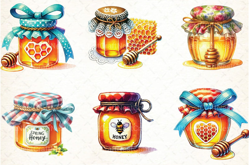 Spring Honey Jar Clipart Bundle 1 - CraftNest - Digital Crafting and Art