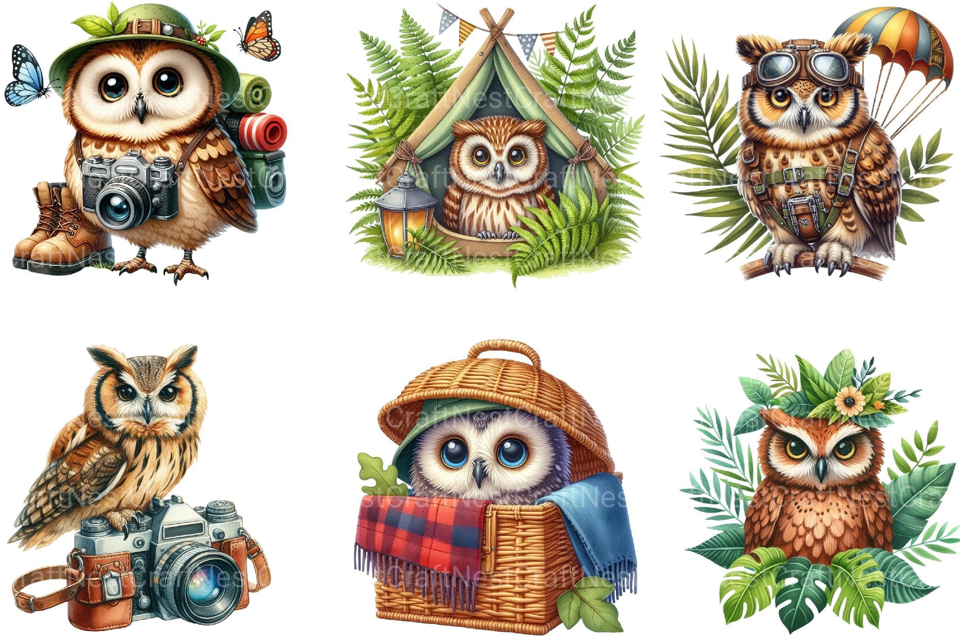 Safari Owls Clipart - CraftNest - Digital Crafting and Art