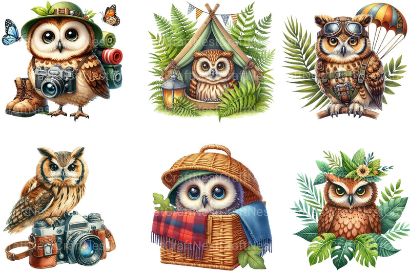 Safari Owls Clipart - CraftNest - Digital Crafting and Art