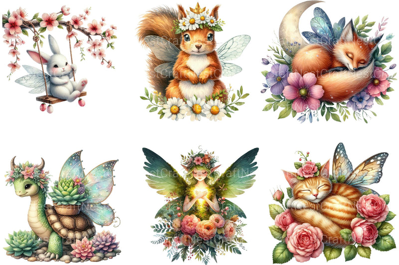 Garden Fairies Floral Animals Clipart - CraftNest - Digital Crafting and Art