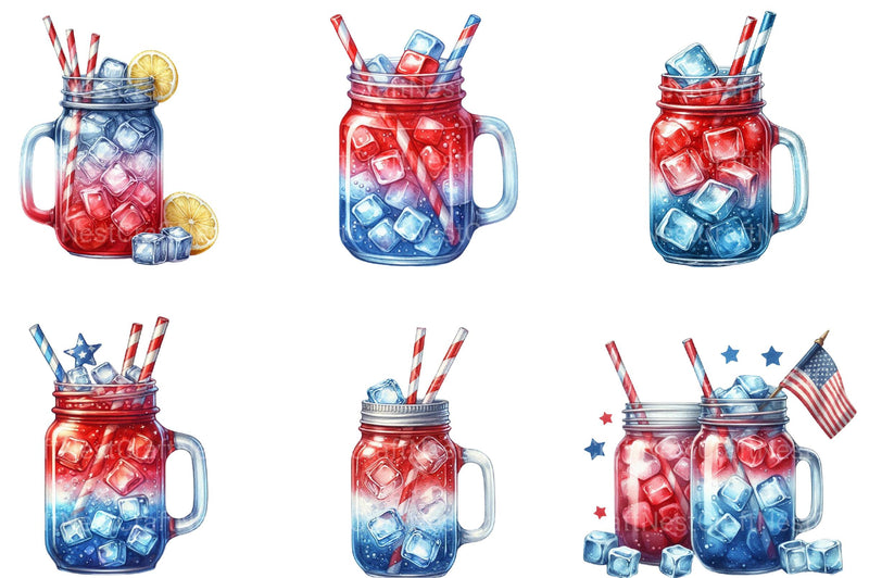 4th of July Mason Jar Clipart - CraftNest - Digital Crafting and Art