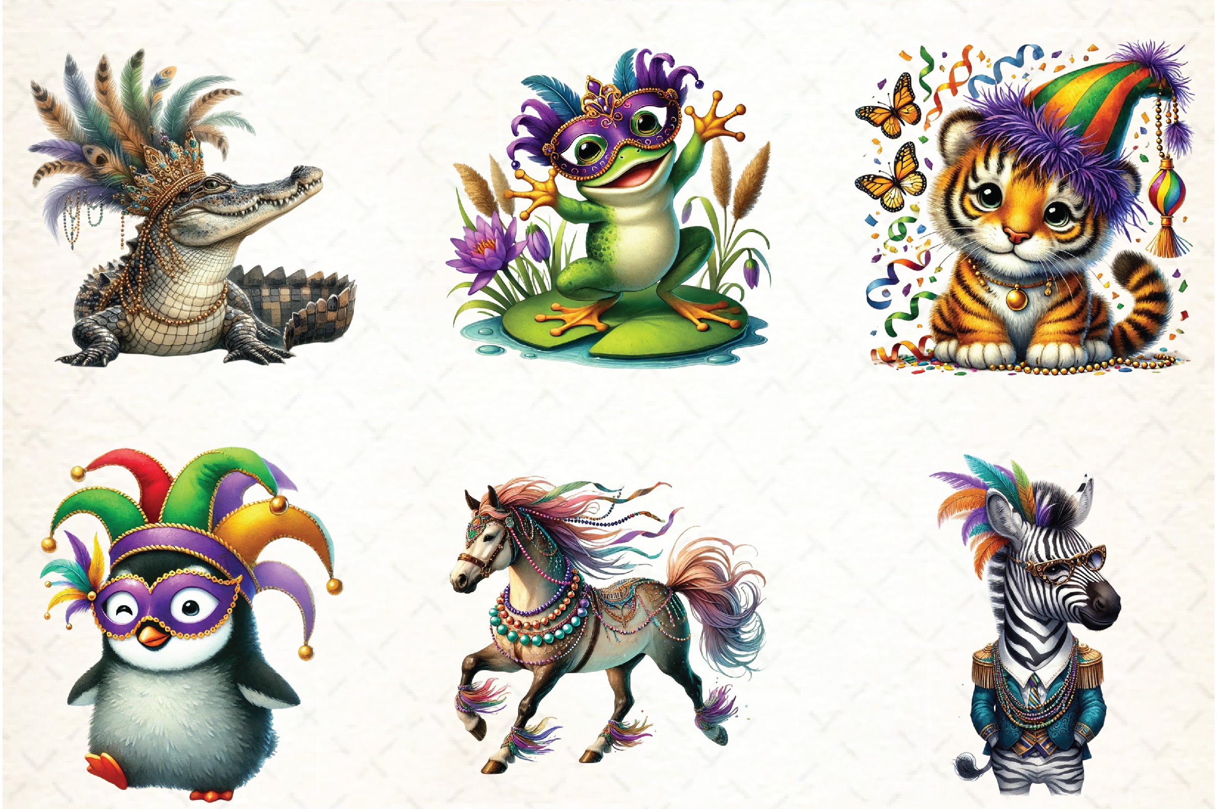 Mardi Gras Animal Clipart Bundle