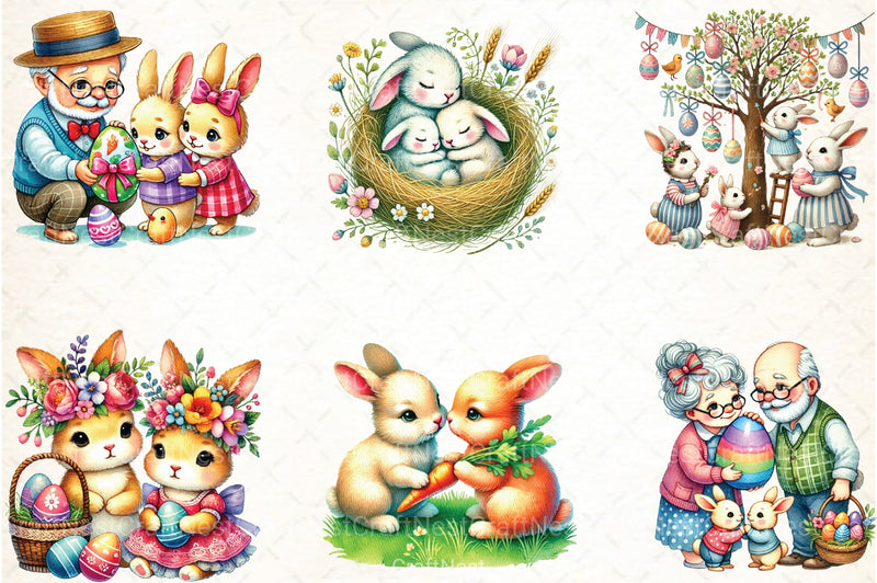 Easter Bunnies Family Clipart Bundle 99 - CraftNest - Digital Crafting and Art