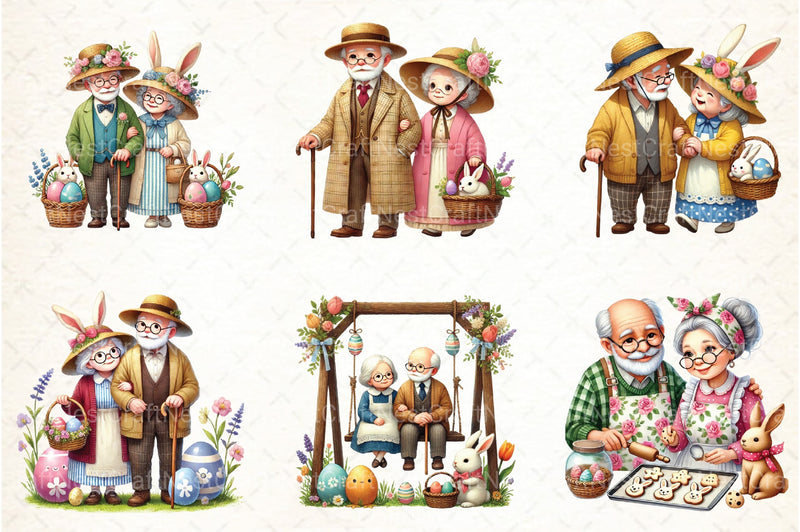 Easter Old Couple Clipart Bundle - CraftNest - Digital Crafting and Art