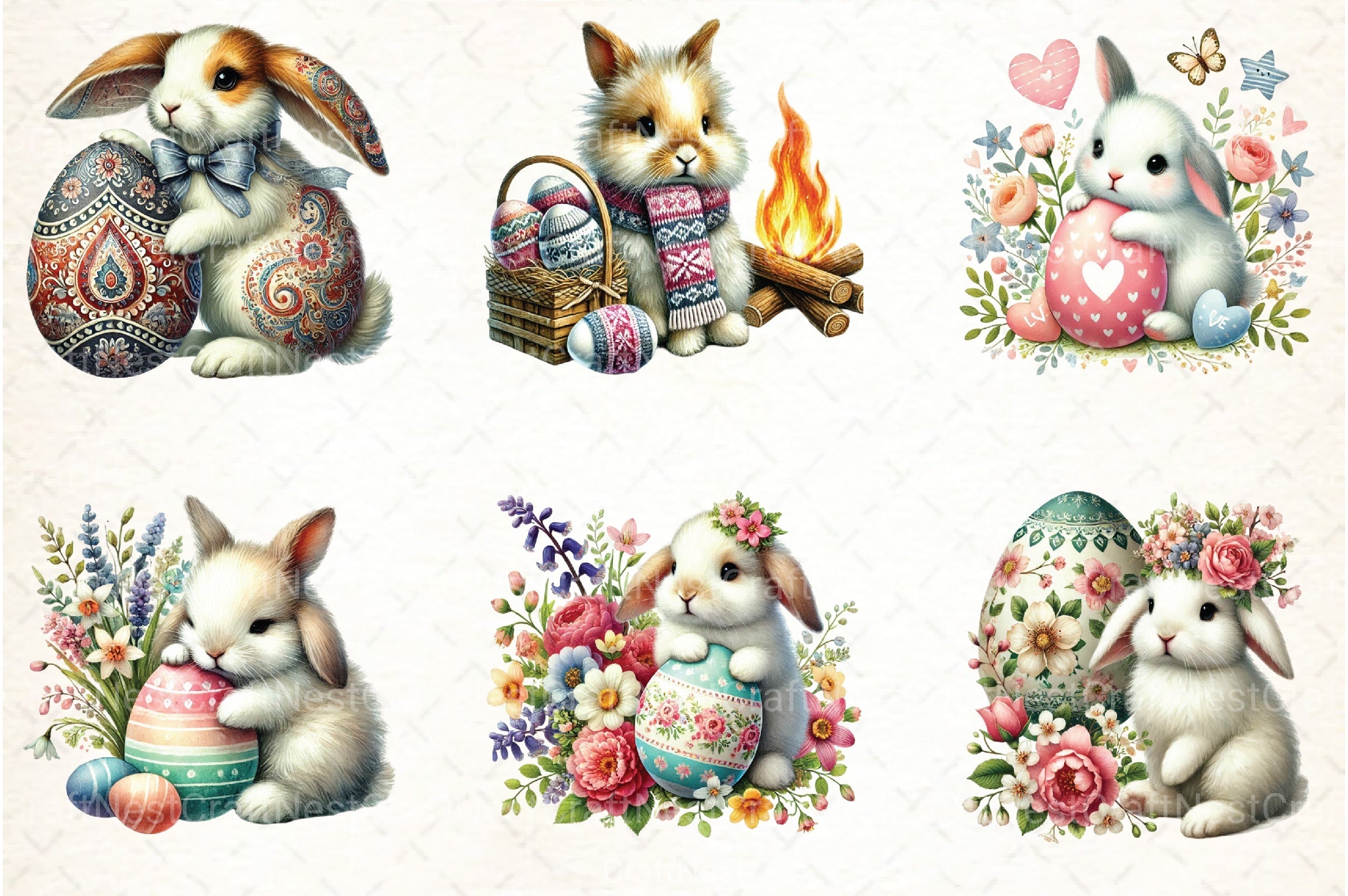 Easter Bunny Egg Clipart Bundle - CraftNest - Digital Crafting and Art