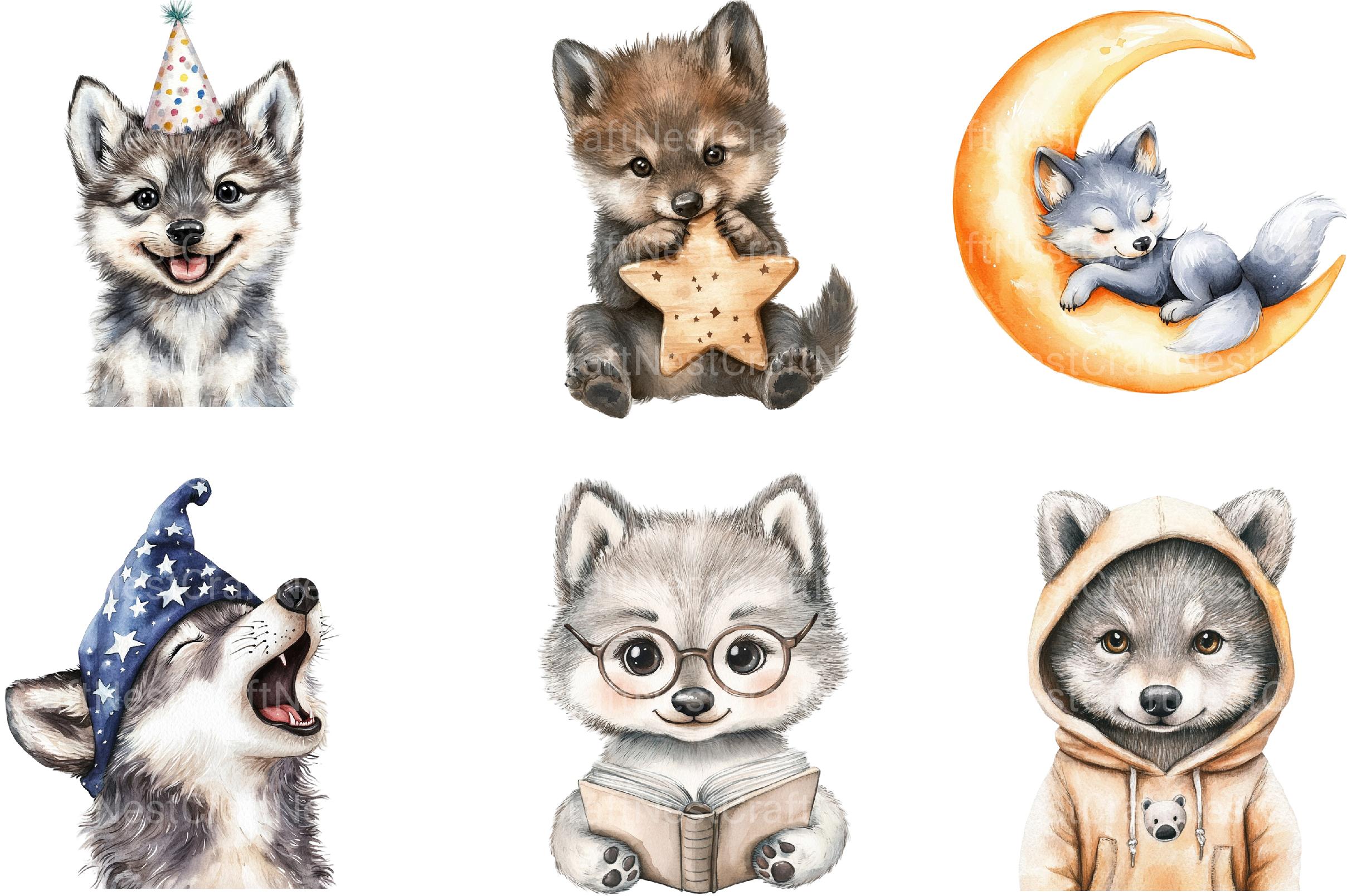Cute Baby Wolf Clipart - CraftNest - Digital Crafting and Art