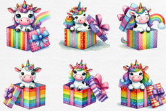Unicorn Cute Cow Clipart Bundle 1 - CraftNest - Digital Crafting and Art