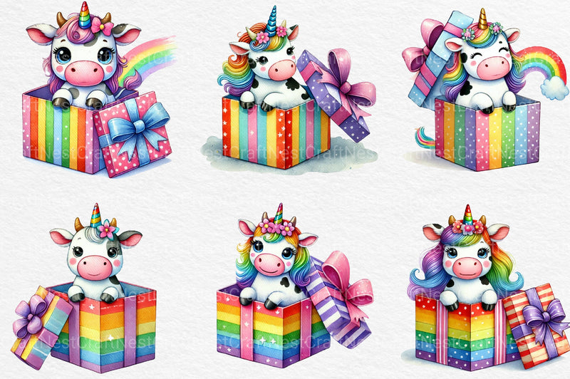 Unicorn Cute Cow Clipart Bundle 1 - CraftNest - Digital Crafting and Art