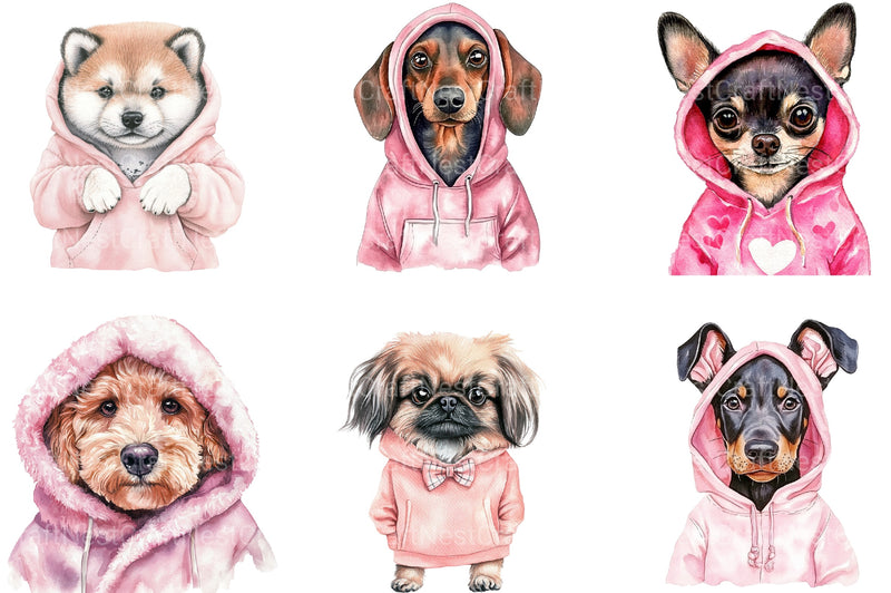 Pink Dog Hoodie Clipart Bundle - CraftNest - Digital Crafting and Art