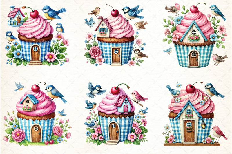 Spring Cupcake House Clipart Bundle - CraftNest - Digital Crafting and Art