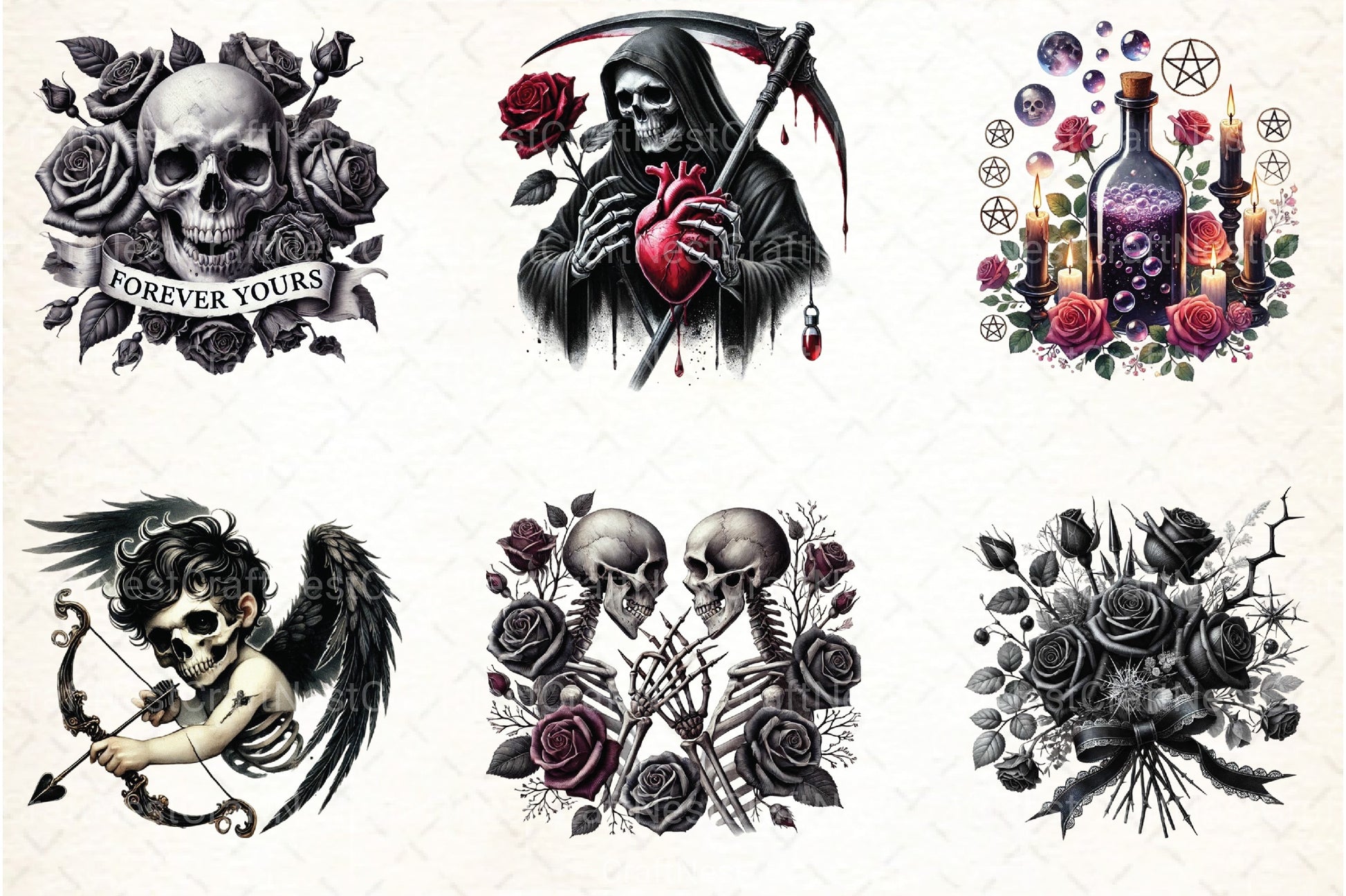 Gothic Valentine's Day Clipart Bundle 6 - CraftNest - Digital Crafting and Art