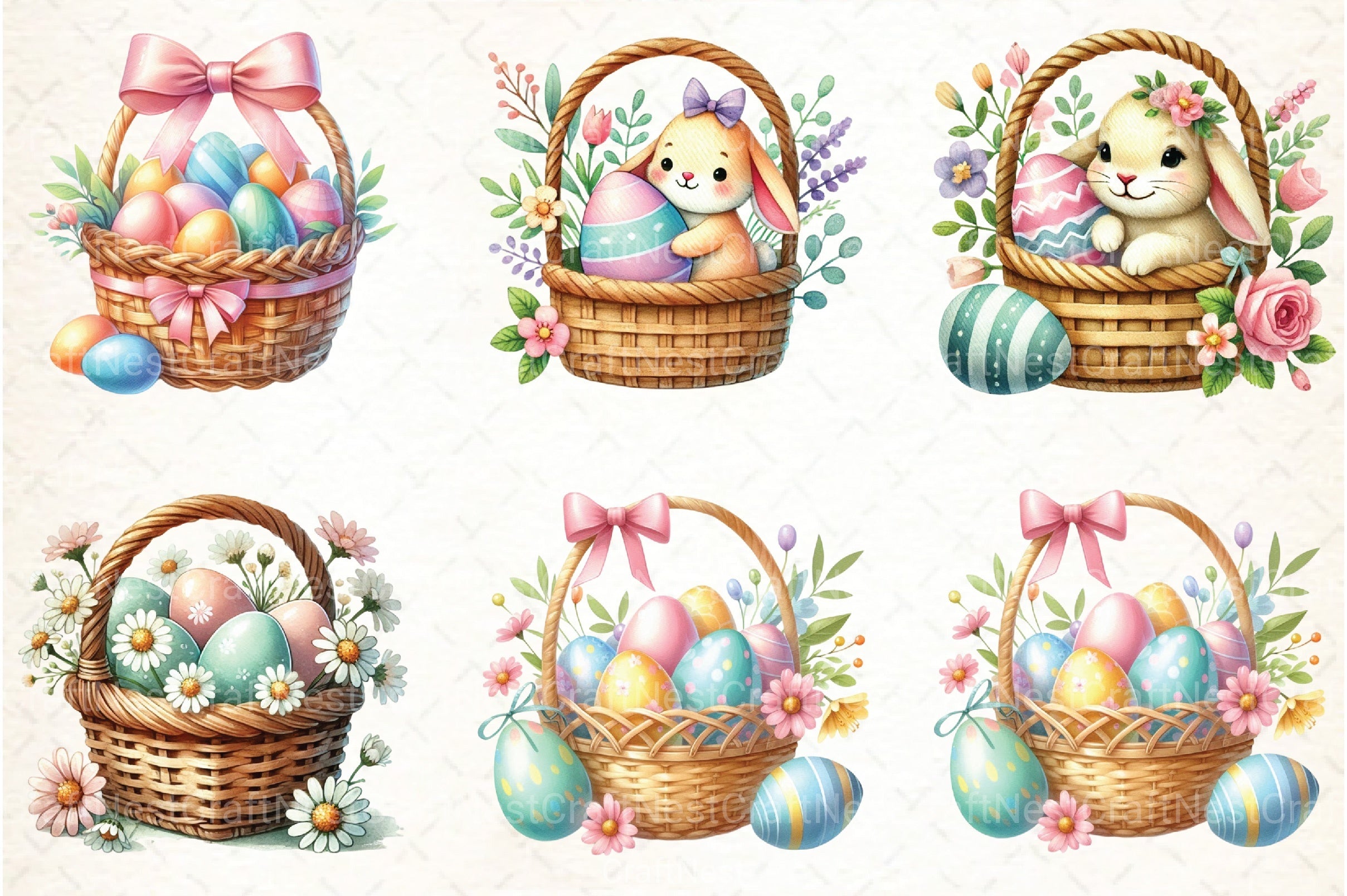 Easter Egg Basket Clipart Bundle - CraftNest - Digital Crafting and Art