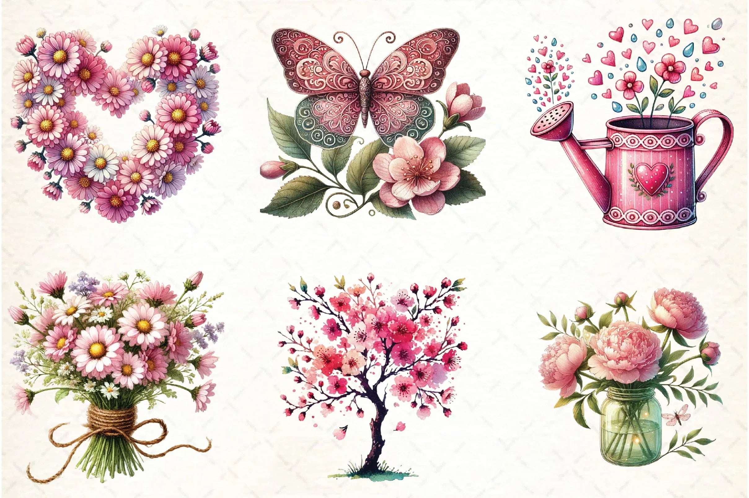 Pink Spring Clipart Bundle - CraftNest - Digital Crafting and Art