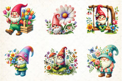 Spring Gnome Clipart Bundle - CraftNest - Digital Crafting and Art