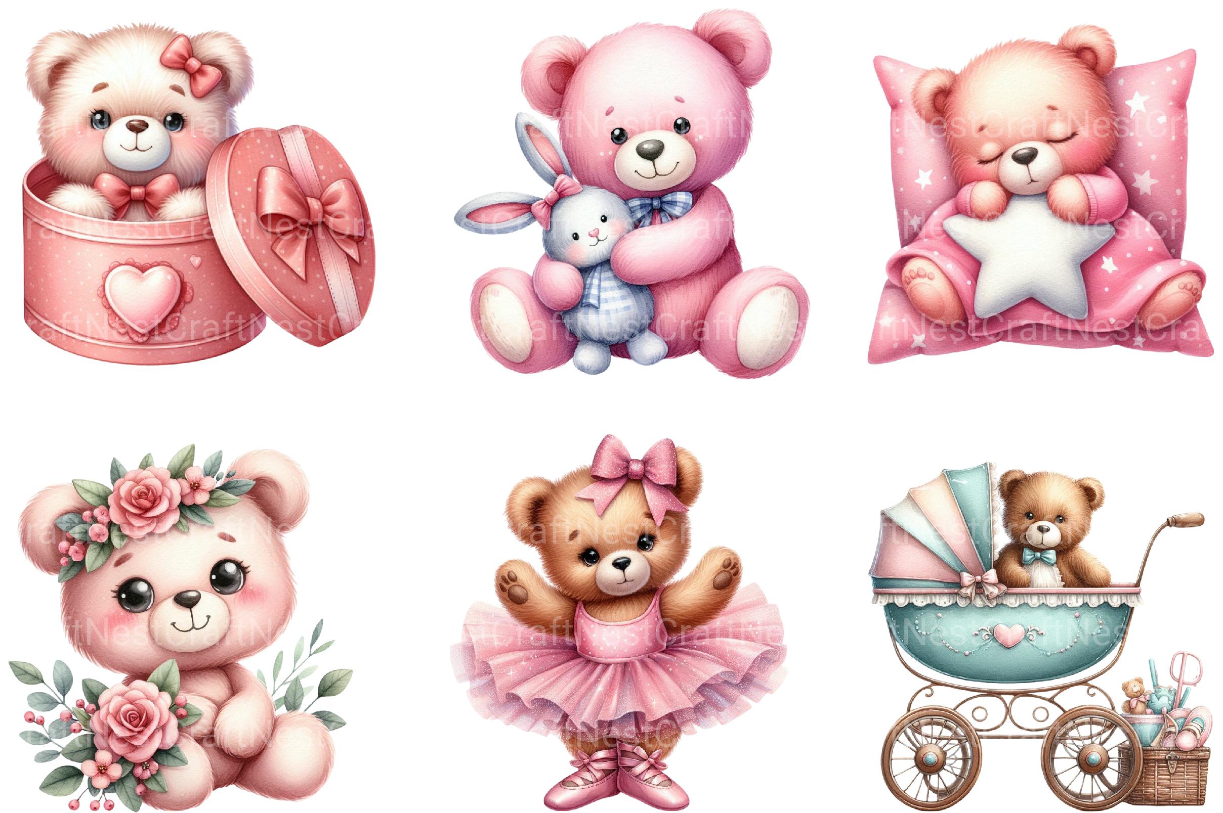 Pink Cute Blush Teddy Bear Clipart 1 - CraftNest - Digital Crafting and Art
