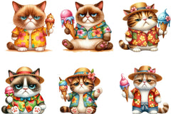 Summer Funny Grumpy Cat Clipart Bundle - CraftNest - Digital Crafting and Art