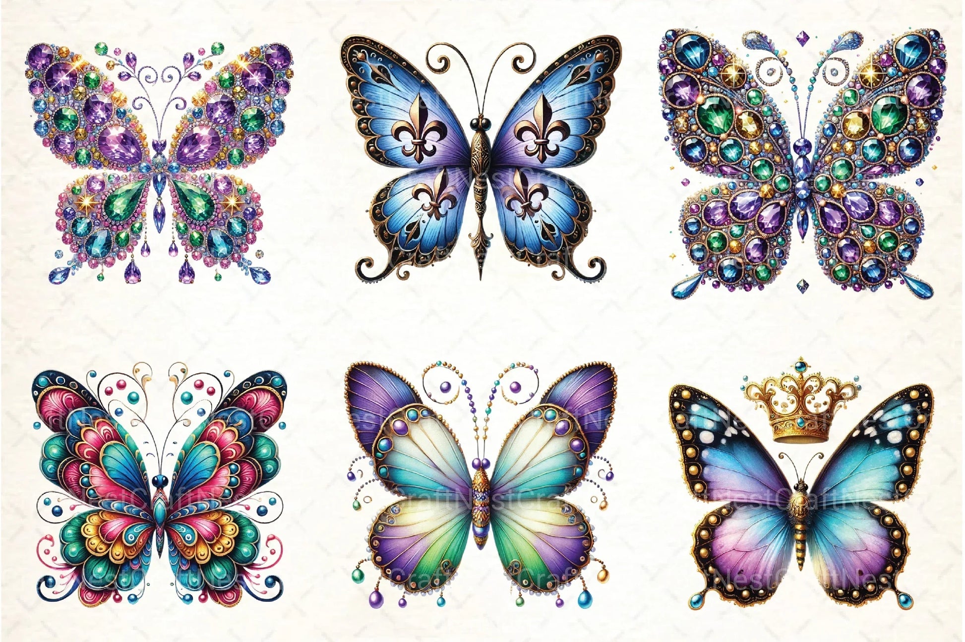 Mardi Gras Butterfly Clipart Bundle 99 - CraftNest - Digital Crafting and Art