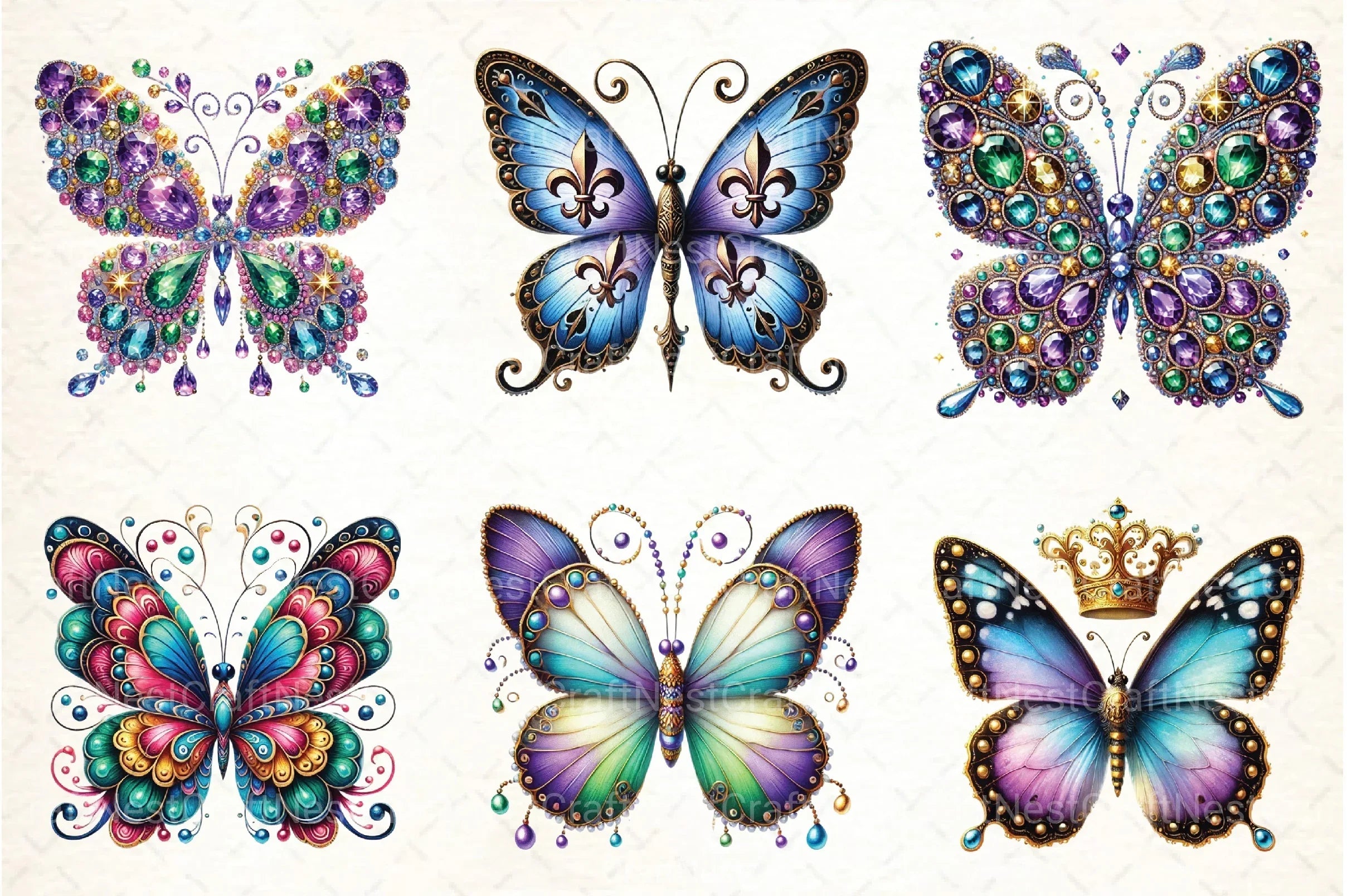Mardi Gras Butterfly Clipart Bundle 99 - CraftNest - Digital Crafting and Art
