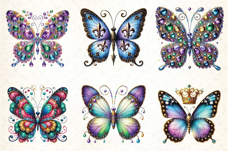 Mardi Gras Butterfly Clipart Bundle 99 - CraftNest - Digital Crafting and Art