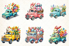 Spring Truck & Bunny Clipart Bundle - CraftNest - Digital Crafting and Art