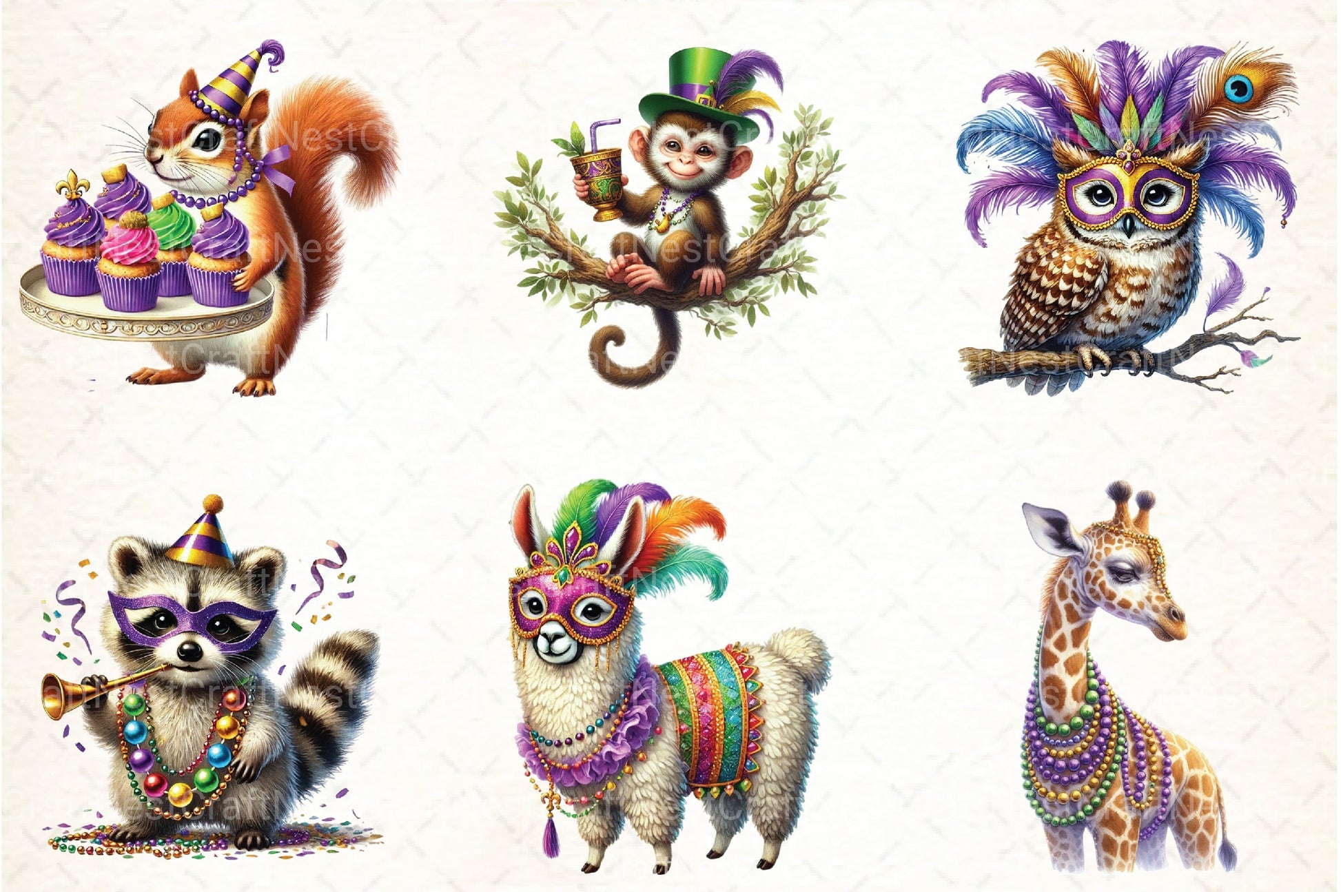 Mardi Gras Animal Clipart Bundle 2 - CraftNest - Digital Crafting and Art