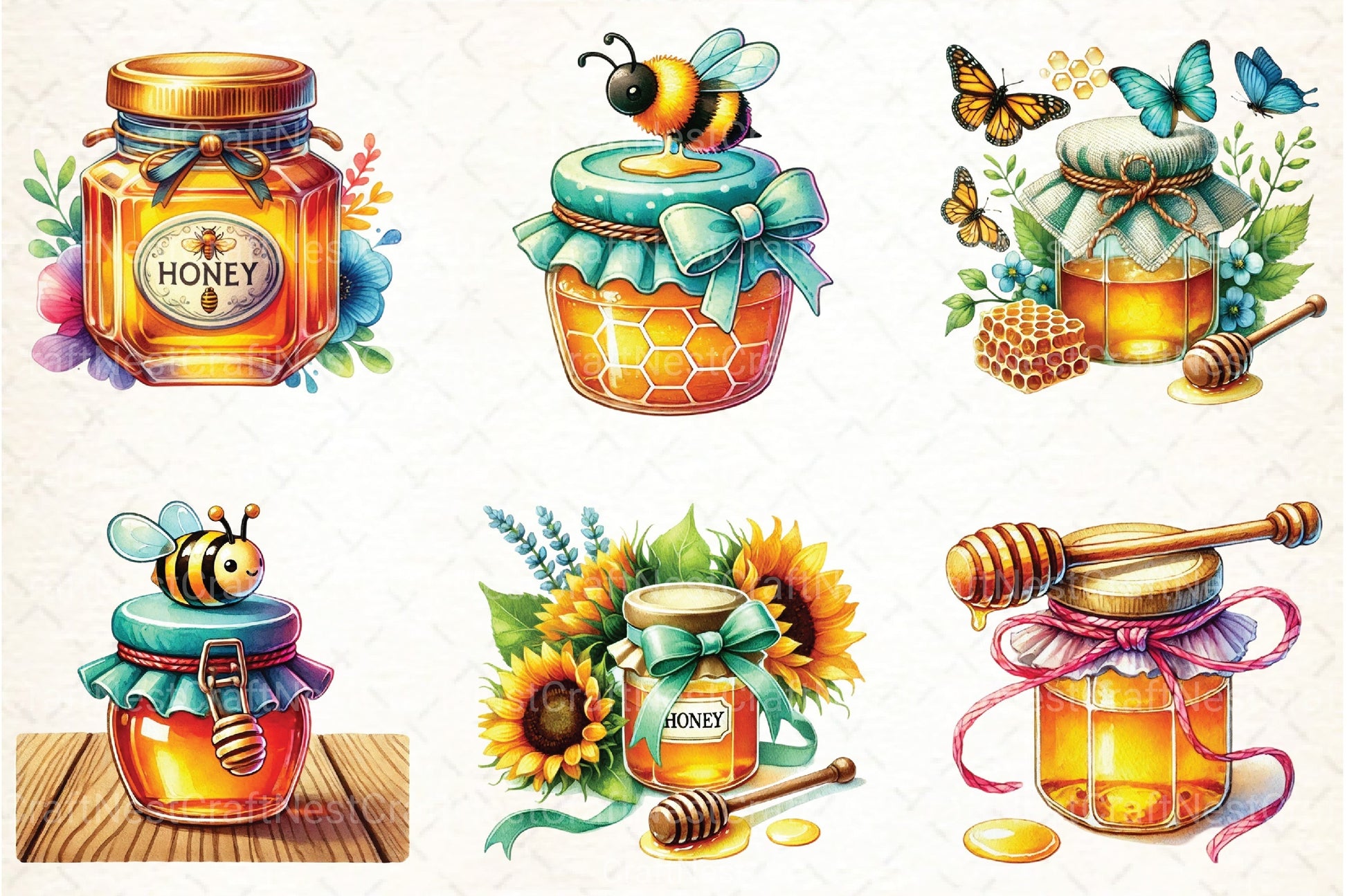 Spring Honey Jar Clipart Bundle 1 - CraftNest - Digital Crafting and Art