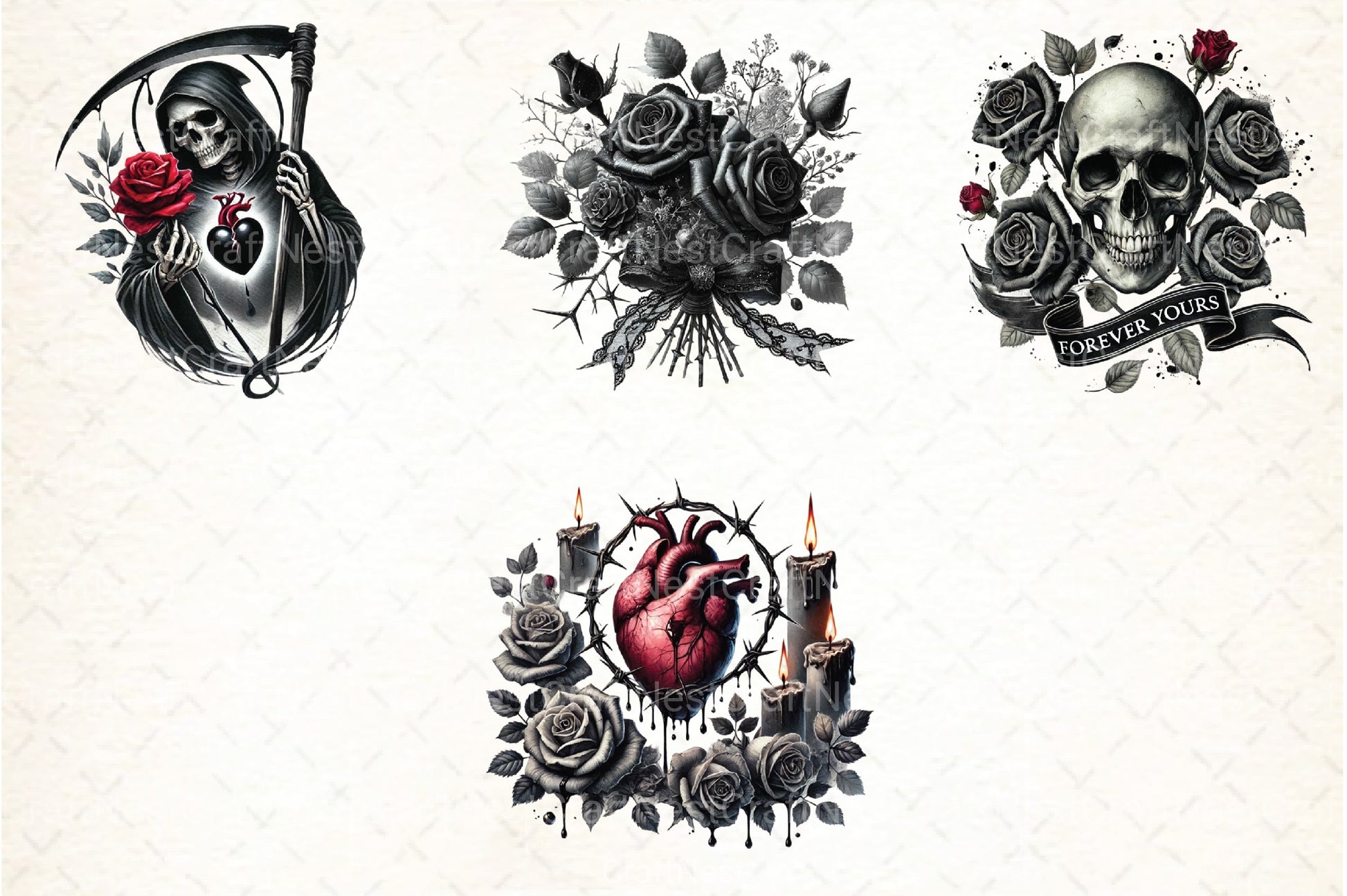 Gothic Valentine's Day Clipart Bundle 6 - CraftNest - Digital Crafting and Art