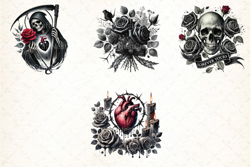 Gothic Valentine's Day Clipart Bundle 6 - CraftNest - Digital Crafting and Art