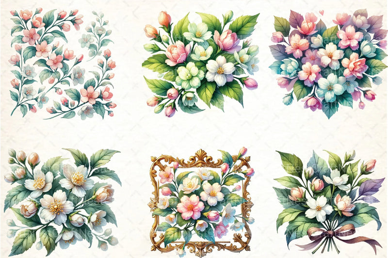 Spring Jasmine Flower Clipart Bundle 7 - CraftNest - Digital Crafting and Art