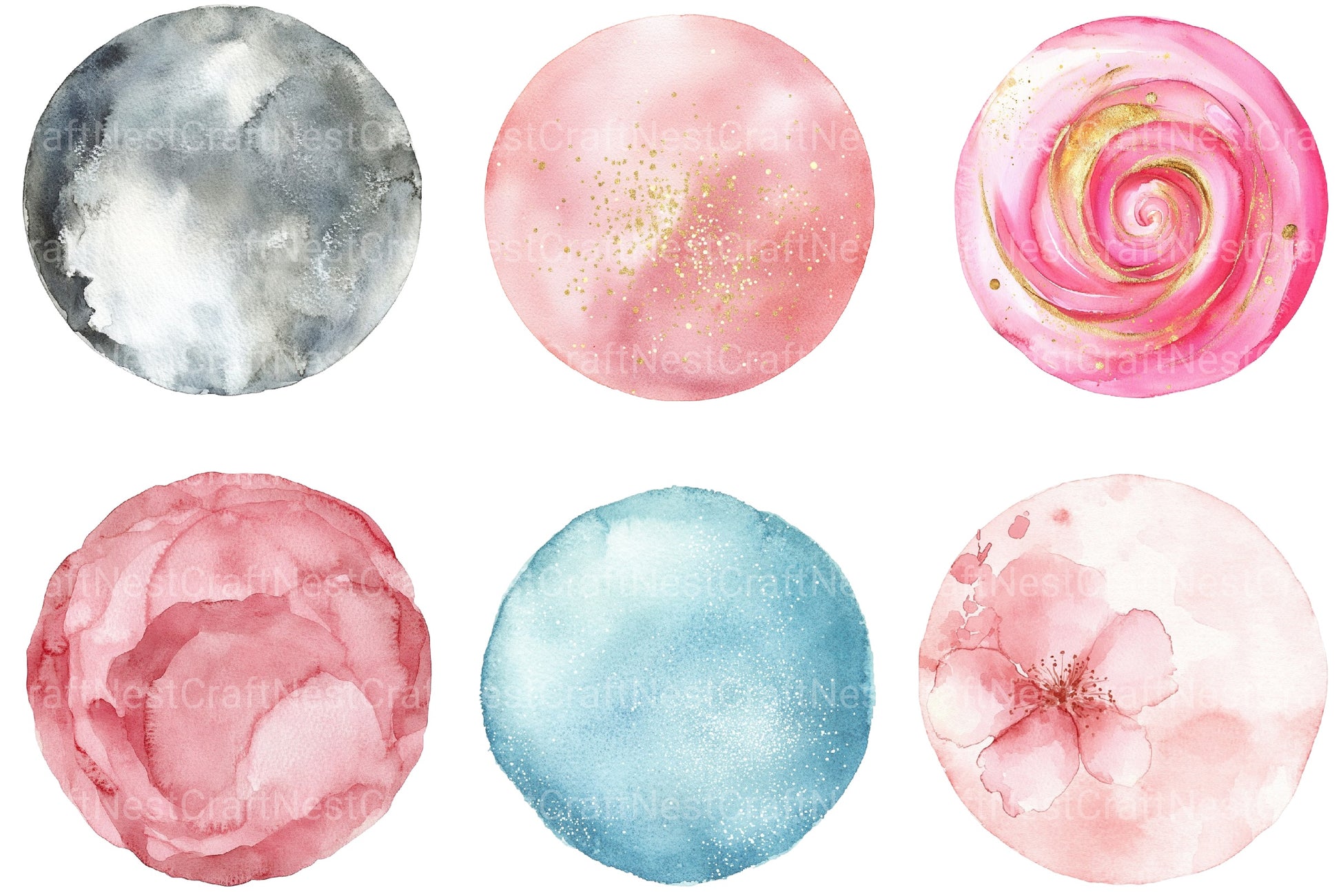 Soft Girly Round Shapes Clipart Bundle - CraftNest - Digital Crafting and Art