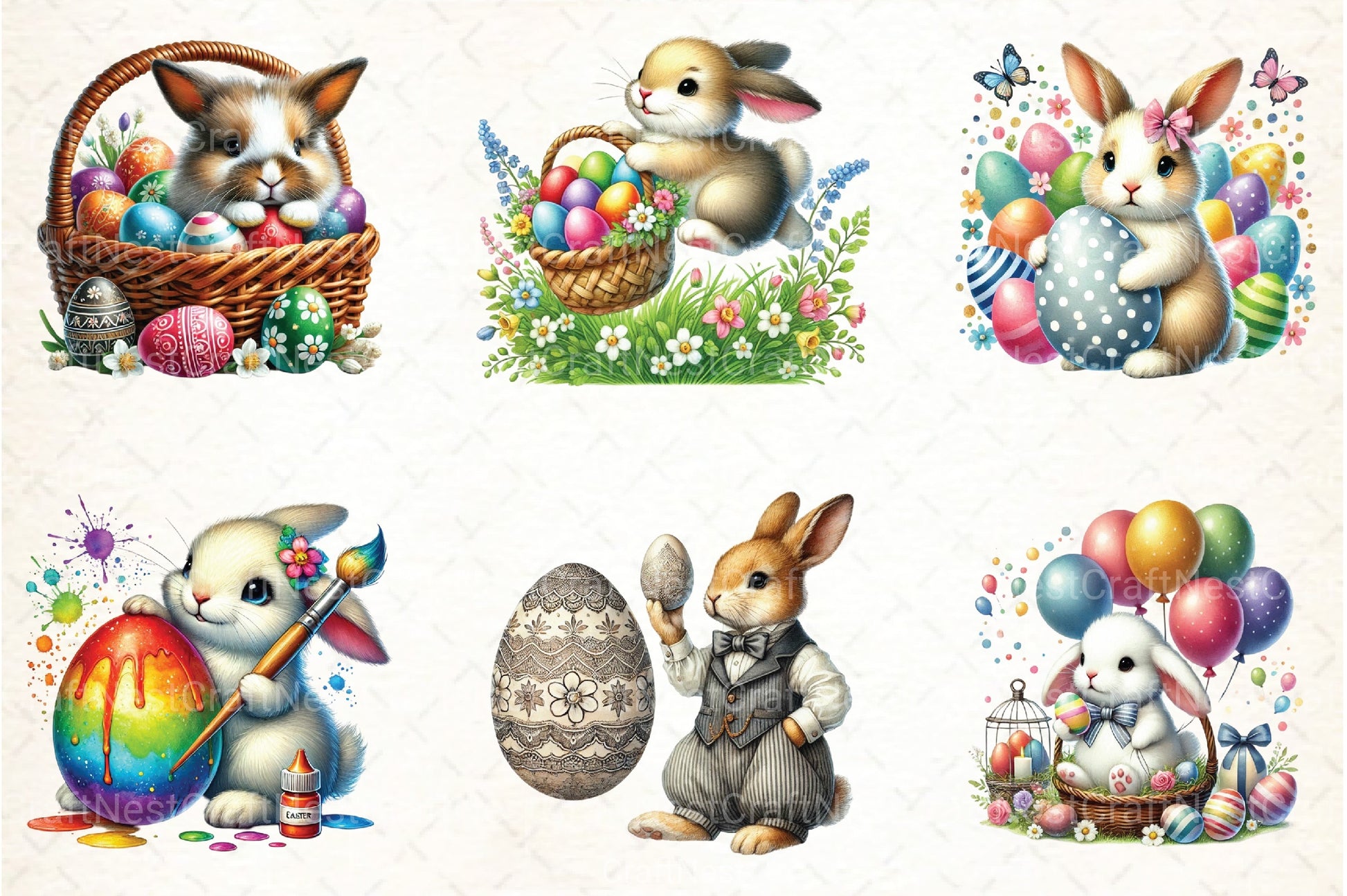 Easter Bunny Egg Clipart Bundle - CraftNest - Digital Crafting and Art