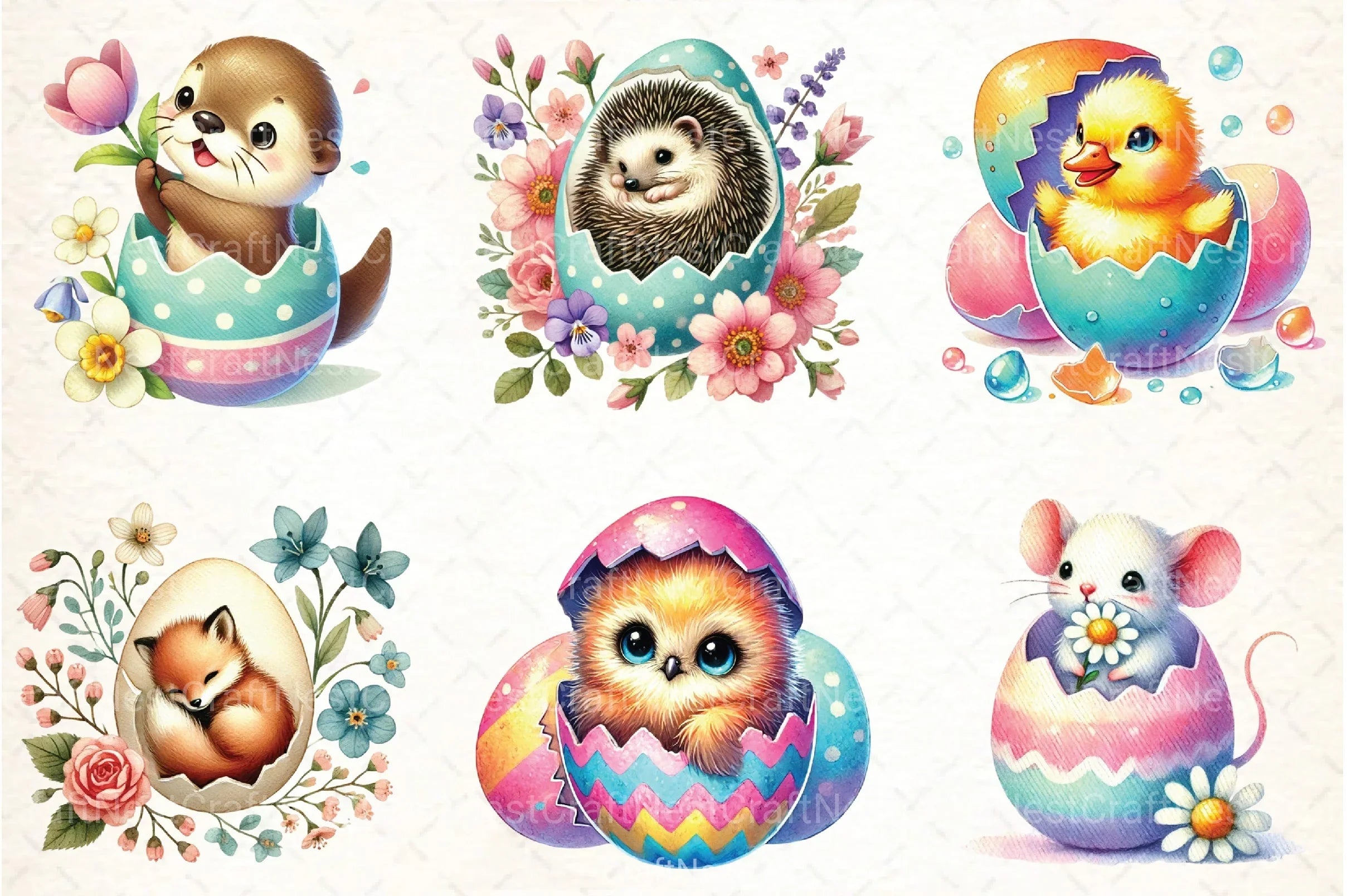 Easter Eggshell Animals Clipart Bundle 1 - CraftNest - Digital Crafting and Art