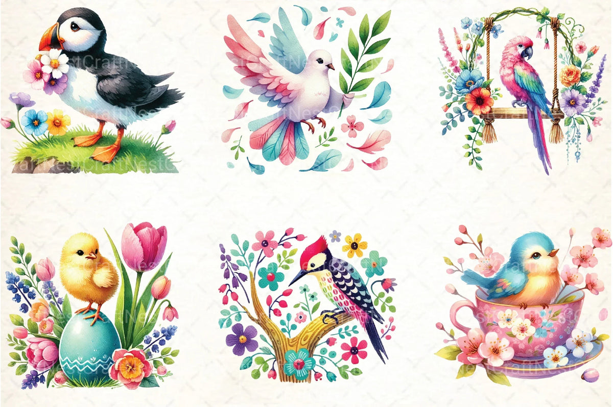 Spring Birds Printable Spring Birds Clipart Bundle