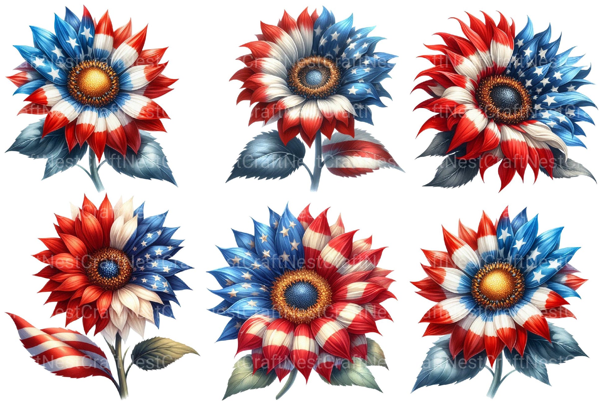 4th of July Sunflower Clipart - CraftNest - Digital Crafting and Art