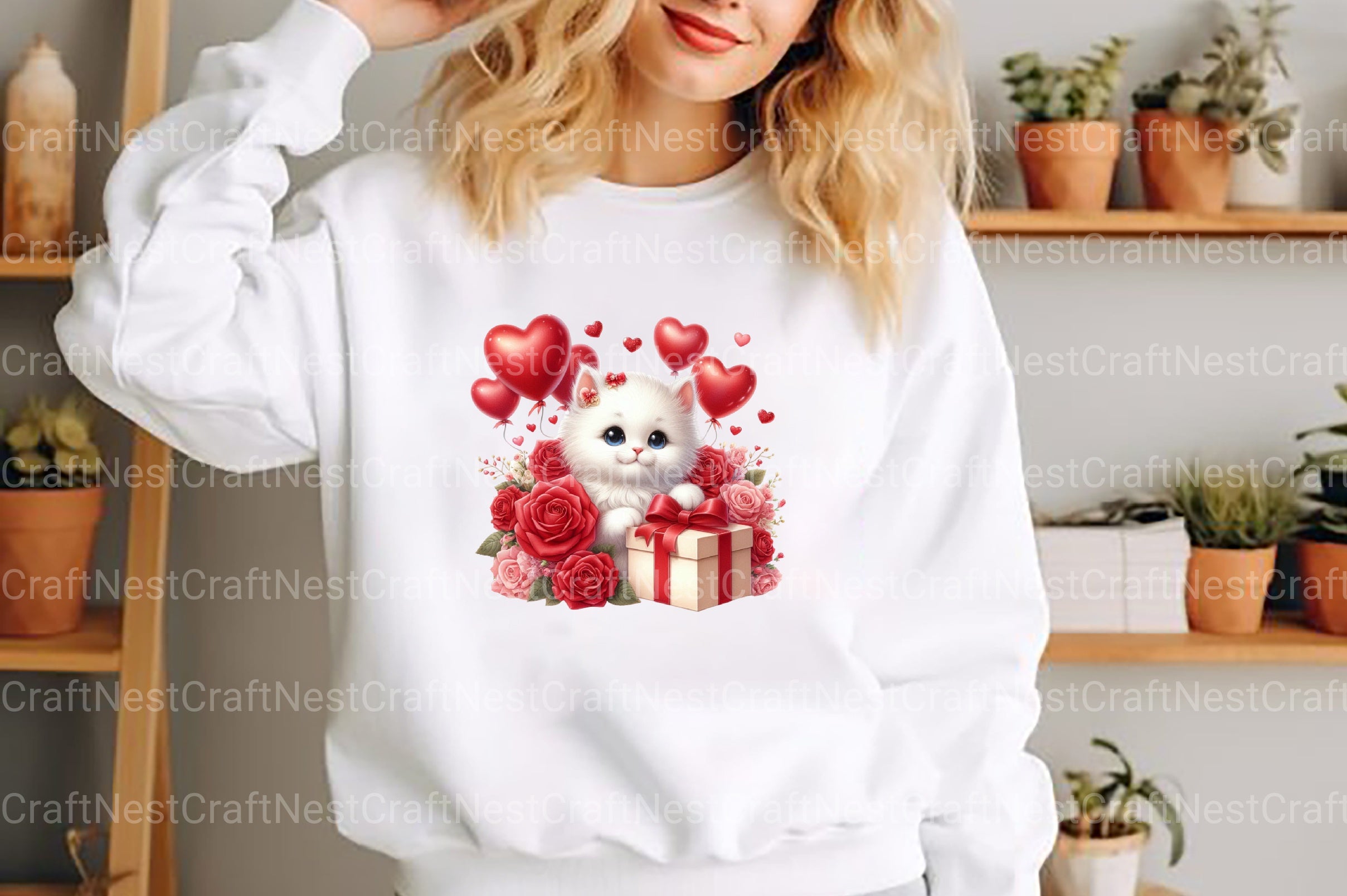 Valentine Cute White Kitten Clipart Bundle - CraftNest - Digital Crafting and Art