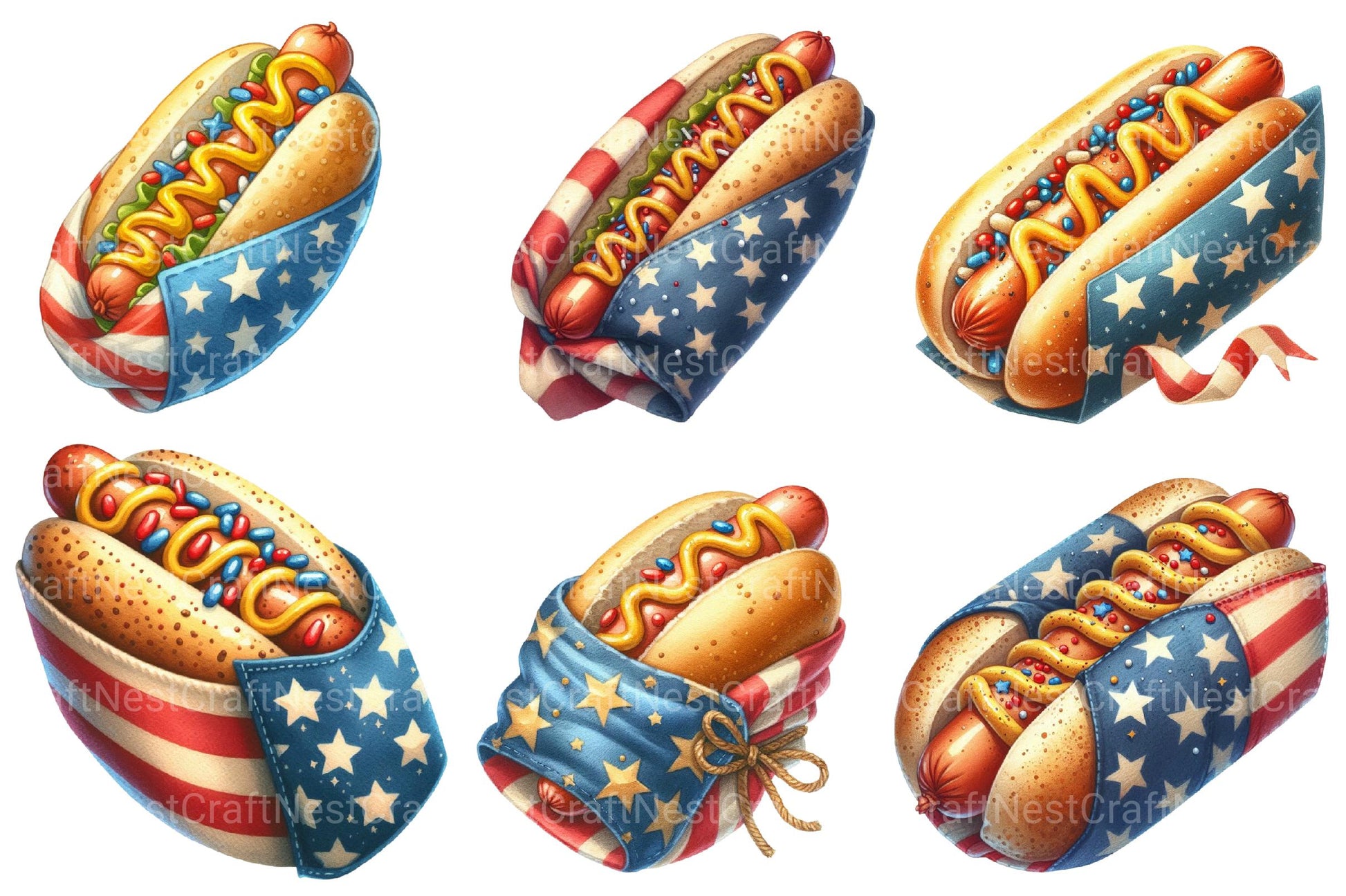 4th of July Hot Dog Clipart - CraftNest - Digital Crafting and Art