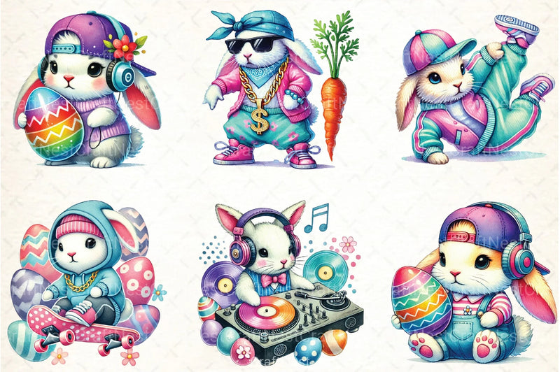 Easter Hip Hop Bunny Clipart Bundle - CraftNest - Digital Crafting and Art