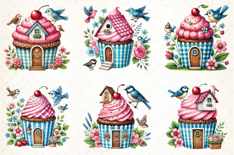 Spring Cupcake House Clipart Bundle - CraftNest - Digital Crafting and Art