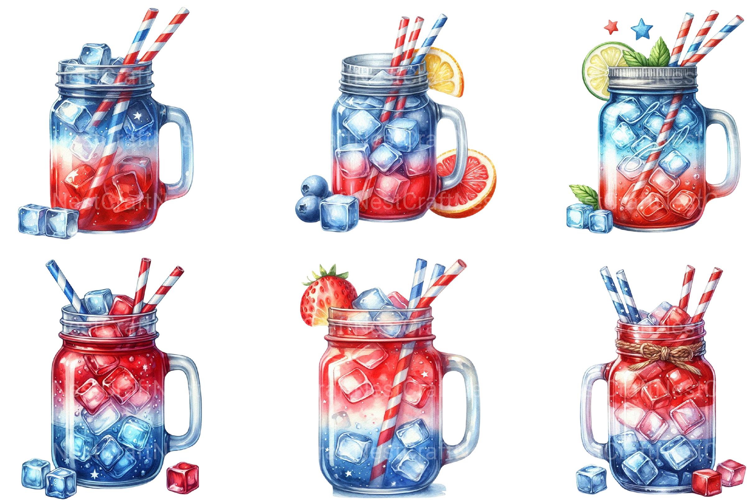 4th of July Mason Jar Clipart - CraftNest - Digital Crafting and Art