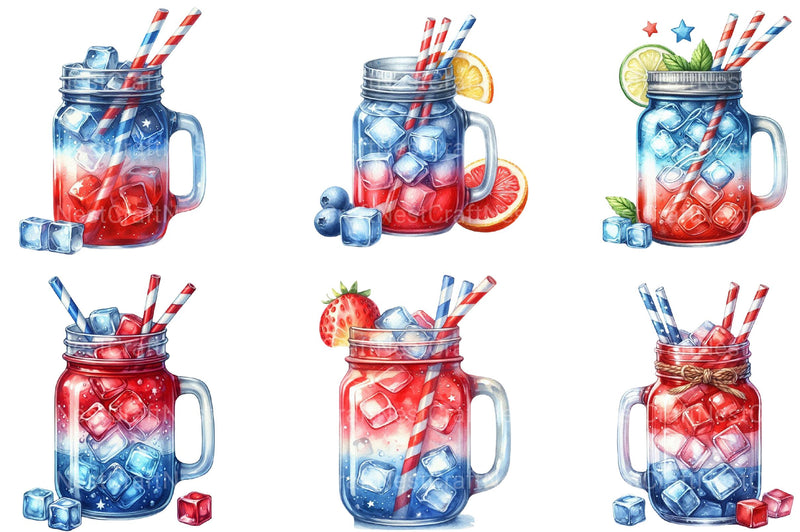 4th of July Mason Jar Clipart - CraftNest - Digital Crafting and Art