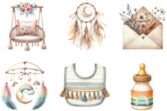 Neutral Boho Baby Shower Doodle Clipart - CraftNest - Digital Crafting and Art