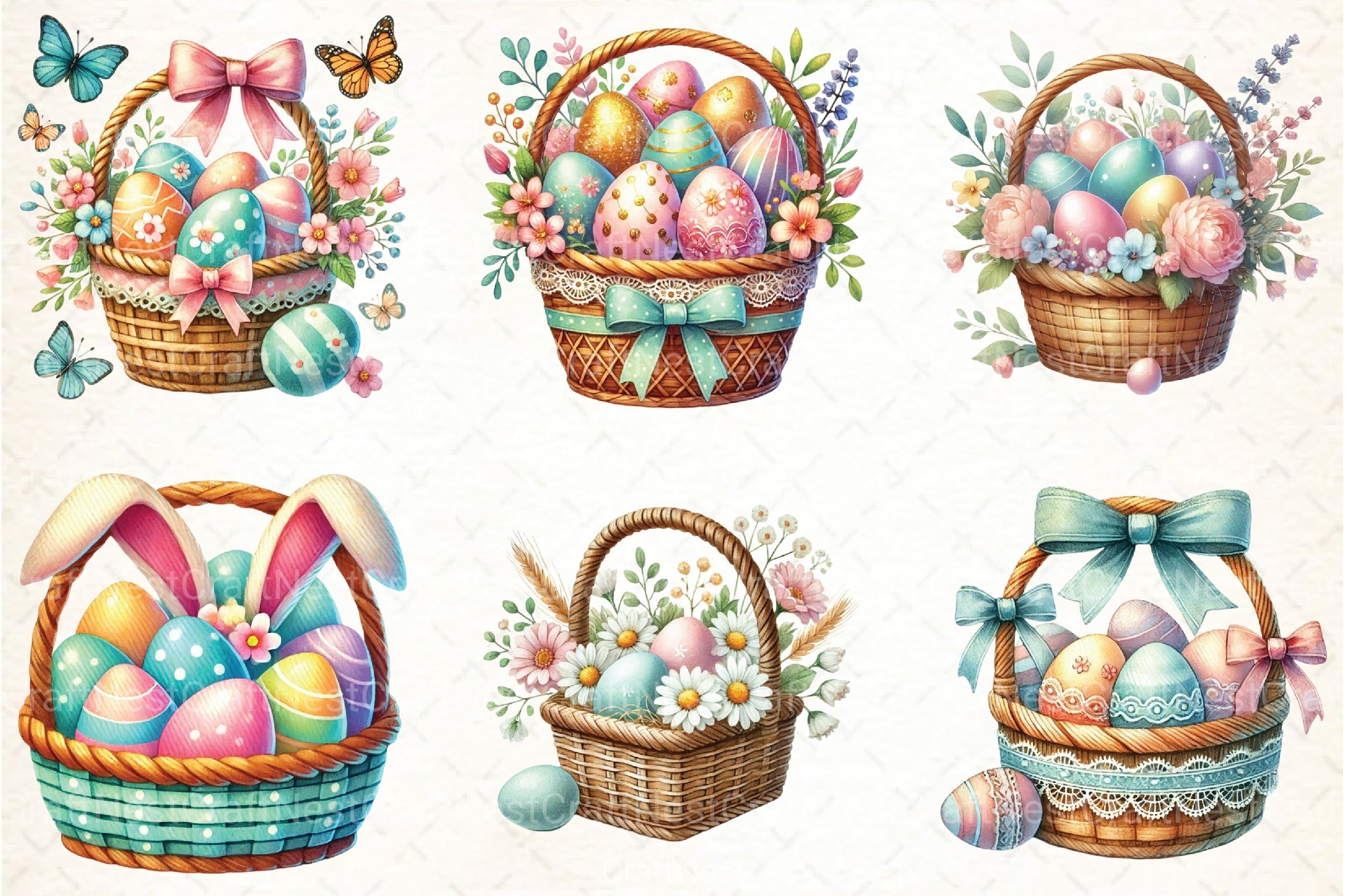 Easter Egg Basket Clipart Bundle - CraftNest - Digital Crafting and Art