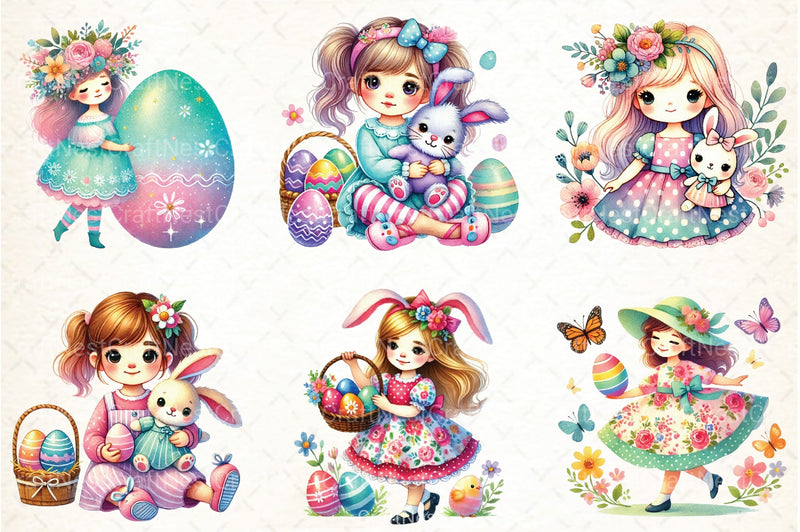 Spring Easter Girls Clipart Bundle - CraftNest - Digital Crafting and Art