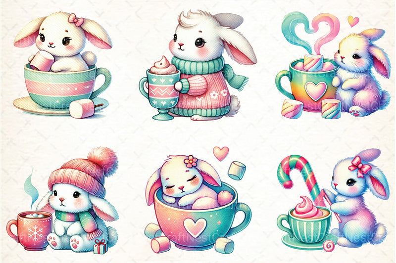 Hot Cocoa Bunny Clipart Bundle - CraftNest - Digital Crafting and Art