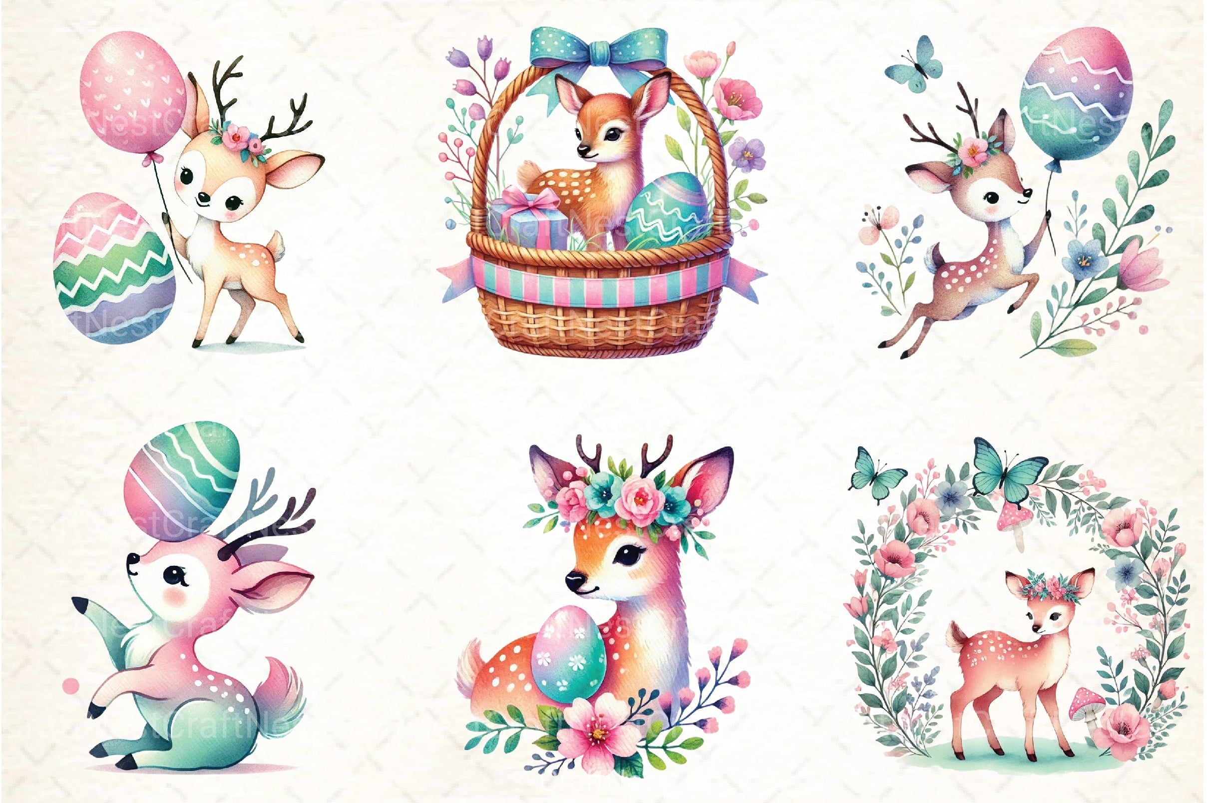 Cute Easter Deer Clipart Bundle - CraftNest - Digital Crafting and Art