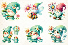Cute Gnomes with Daisy Flower Clipart Bundle - CraftNest - Digital Crafting and Art