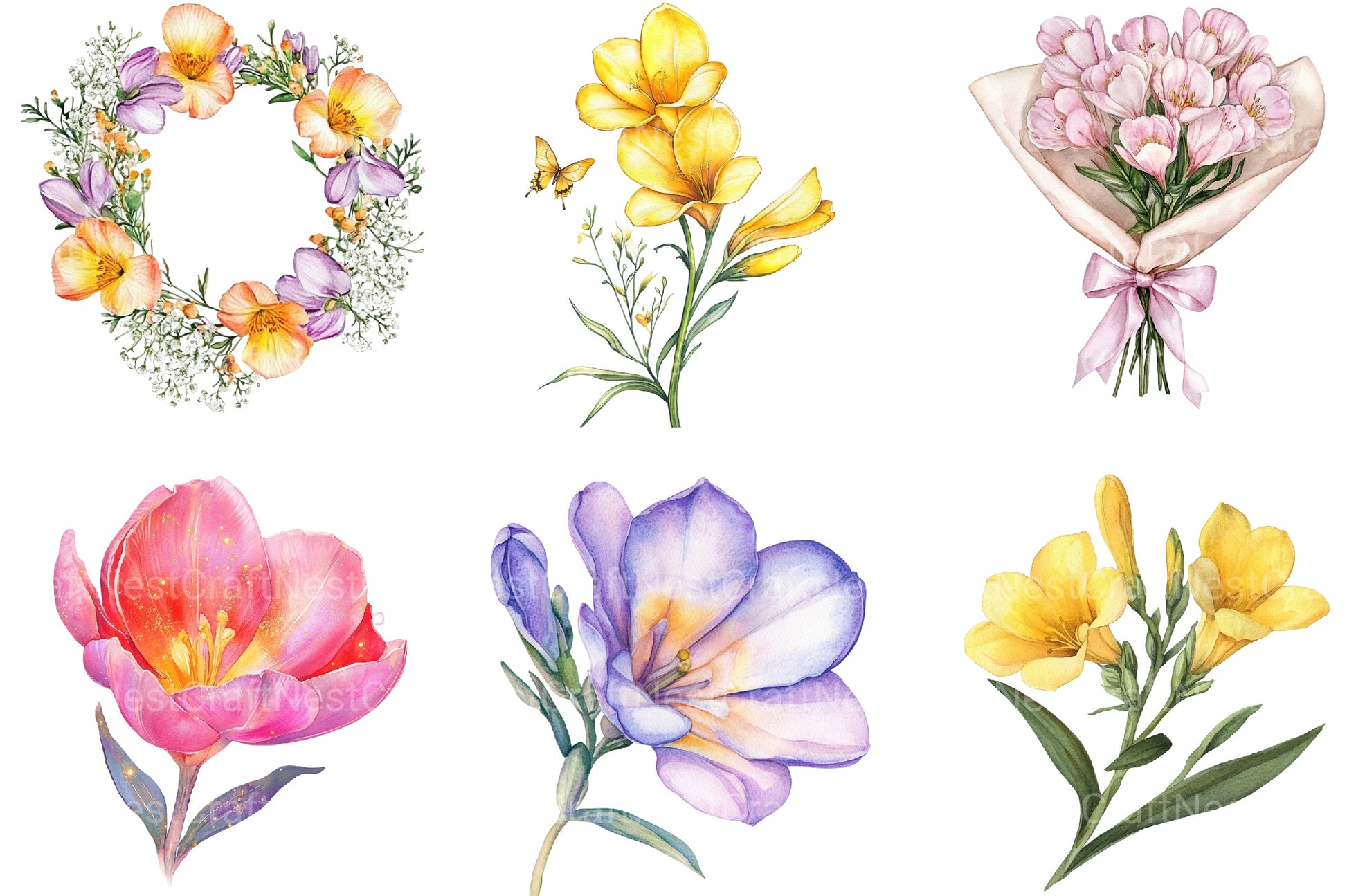 Freesia Mother’s Day Clipart Bundle - CraftNest - Digital Crafting and Art