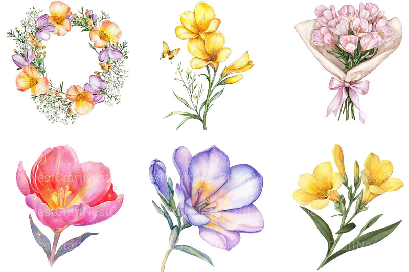 Freesia Mother’s Day Clipart Bundle - CraftNest - Digital Crafting and Art